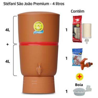 Imagem de Filtro de Barro para Água São João Premium 4 Litros 1 Vela + 1 Boia - 