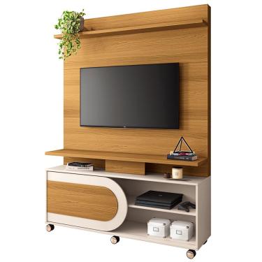 Imagem de Estante Painel Para TV 55 Pol 136cm 1 Porta Mars B01 Cinamomo Off White - Lyam Decor