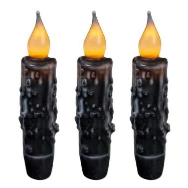Imagem de Velas cônicas com temporizador de LED sem chama CVHOMEDECO Matt Black 