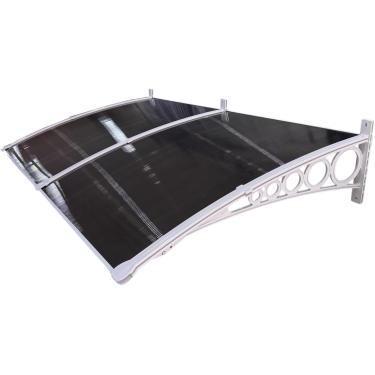 Imagem de Toldo Policarbonato 2,85x0,50m Cobertura para Portas e Janelas Imperial com Fita de Vedação Proteção Casa e Comércio com Filtros de Raios UV (FUME COM BRANCO)