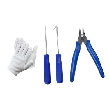 Imagem de harayaa Conjunto de ferramentas para encordoamento de raquetes, ferramenta de guia, cabo confortável, fixação profissional, fio de puxar multifuncional para, Azul