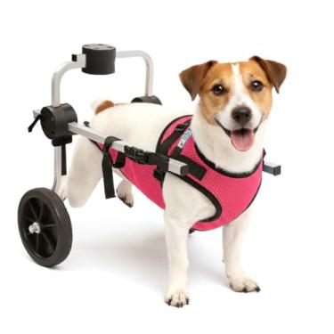 Imagem de Cadeira de 2 Rodas Para Cachorro Tam P com Colete Rosa Regulável Pata Traseira Paraplegia Reabilitação Paralisia Idoso Pet Best Soluções
