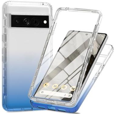 Imagem de Capa transparente de proteção total de 360° com protetor de tela integrado para Google Pixel 8 Pro, capa fina de TPU e PC, bordas elevadas, aderência antiderrapante, design de camada dupla à prova de