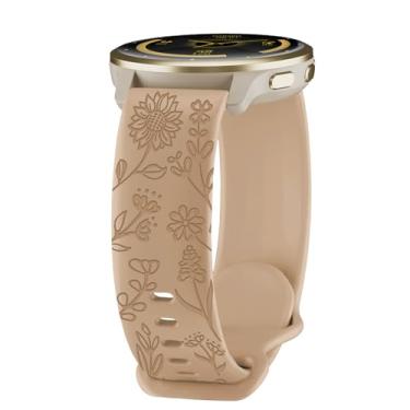 Imagem de HQzon Pulseira de relógio de 22 mm compatível com Garmin Vivoactive 4/Venu 3/Venu 2, pulseira de relógio com estampa de girassol compatível com Forerunner 265/965/255/955/745 para mulheres, Chá ao