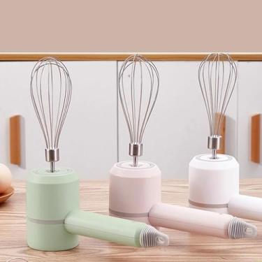 Imagem de Batedor Elétrico De Ovos Portátil Mixer De Mão Recarregável Inox Para Cozinha Rápida E Prática (BRANCO)
