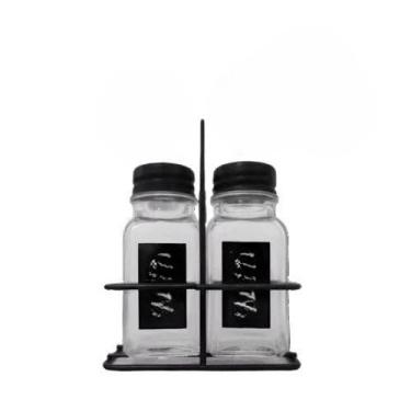 Imagem de Paliteiro e Saleiro de Vidro com Suporte em Aço Inoxidável, Conjunto Elegante para Mesa de Cozinha, Restaurante e Bar