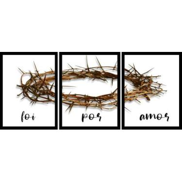 Imagem de Kit 3 Quadros Decorativos Foi Por Amor Quarto Sala Recepção - Lopes De