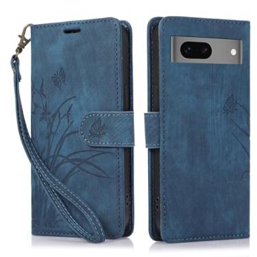 Imagem de Capa carteira para Google Pixel 8A, capa de telefone de couro com padrão de borboleta orquídea com 3 compartimentos para cartão e 1 compartimento para dinheiro, fivela magnética à prova de choque com