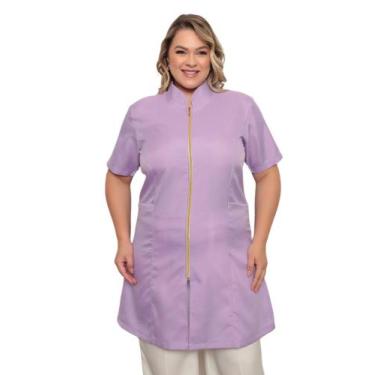 Imagem de Jaleco Feminino Lilas MALTA Oxford Premium Plus Size Zíper - gardenia 