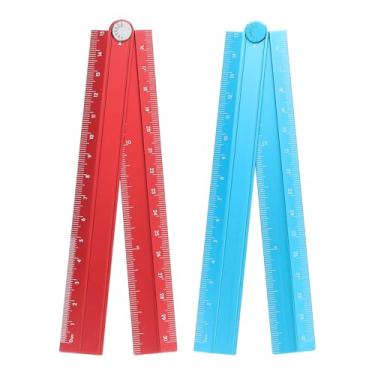 Imagem de Generic 2 réguas retas dobráveis de 30 cm, transferidor métrico de liga de alumínio, régua angular dobrável, ferramenta de medição geométrica com linha angular para escritórios de arquitetos, artistas