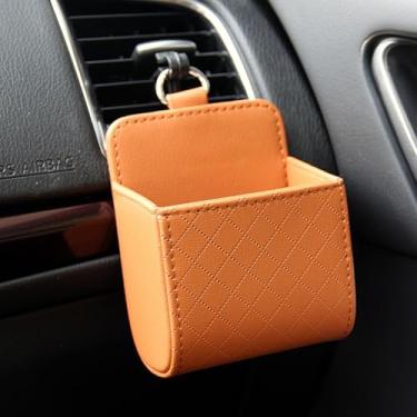 Imagem de Caixa organizadora de armazenamento suspensa para saída de ar do carro, suporte para economizar espaço, telefones celulares, chaves, cartões, óculos de sol, acessórios pequenos para veículos