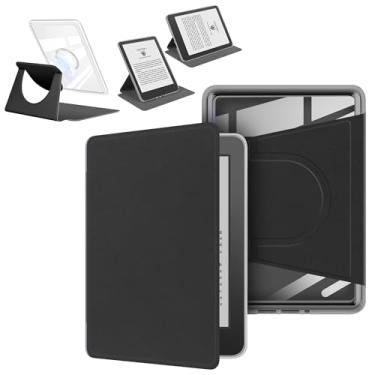 Imagem de enoxboo Capa para Kindle Paperwhite 7ª/6ª/5ª geração (2015/2013/2012), Com Parte Traseira Transparente, Capa Protetora Magnética Removível com Suporte Ajustável, 6 Polegadas