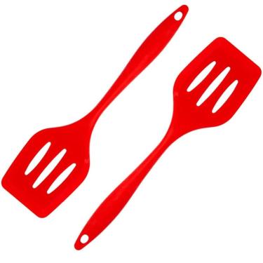 Imagem de Espatula De Silicone Vazada Vermelha Grande Kit 02 Un