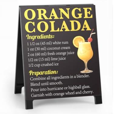 Imagem de Receita de colada laranja decoração de bar rústico para casa café fazenda placa de coquetel para cozinha bar carrinho acessórios mixologia presente de Natal para bartender homens mulheres novo casal