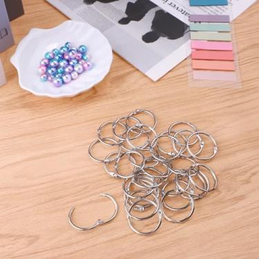 Imagem de Anéis de fichário de folhas soltas de 3,5 cm (pacote com 30), anéis de metal para escritório, chaveiro de prata para escola, escritório em casa