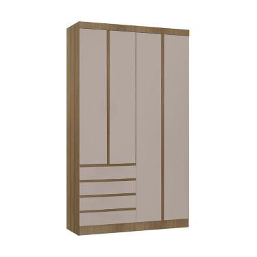 Imagem de Guarda Roupa Modulado 4 Portas E 4 Gavetas 134cm Veneza Luciane Móv Avelã Pf/cinammon Pf