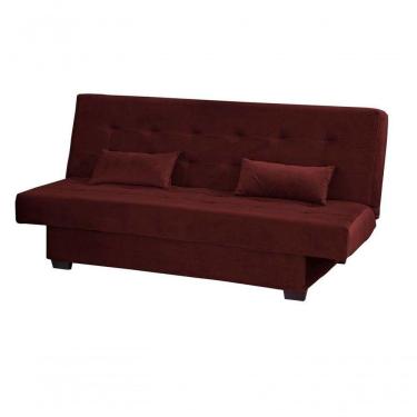 Imagem de Sofá Cama Casal 3 Lugares Laila - Veludo Vinho