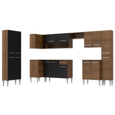 Imagem de Cozinha Canto Reto Emilly 17 Portas 1 Gaveta Preto Madesa