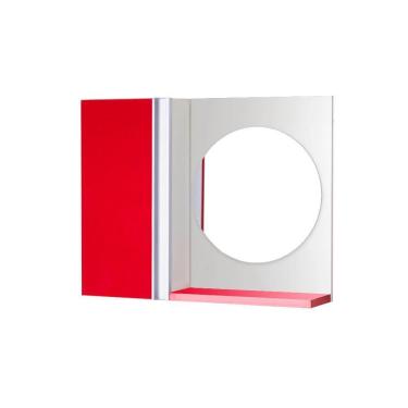 Imagem de Armário Banheiro com Espelho Redondo Vermelho Barra Vertical