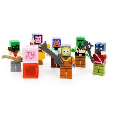Imagem de Bonecos minecraft articulados com bloco magnetico 6 peças - IMPORTS TO