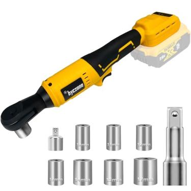 Imagem de Chave catraca sem escova de 9,5 mm compatível com bateria DEWALT 20 V, catraca elétrica sem fio de 2,5 m, chave quadrada com velocidade variável, adaptador de 0,6 cm, barra de extensão de 7,6 cm e 7