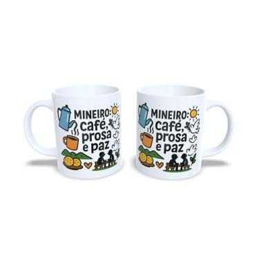 Imagem de Caneca de Porcelana com Mensagem Humorística Mineira, Branca, 325ml, Design Trem Bão (21076)