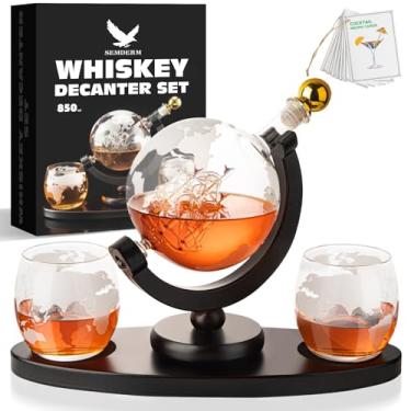 Imagem de Conjunto de decantador de uísque com 2 copos – Presente de Natal ideal para homens, pai, marido, irmão, presente de aniversário para ele, licor, uísque, bourbon, vodka