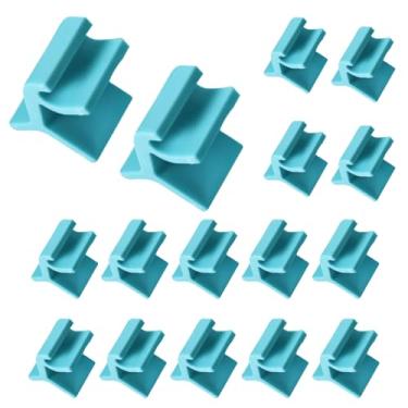 Imagem de Empilhadores de assadeira com 16 peças, clipes de empilhamento de bandeja que economizam espaço, empilhadores de plástico reutilizáveis para geladeira e organização de cozinha, azul