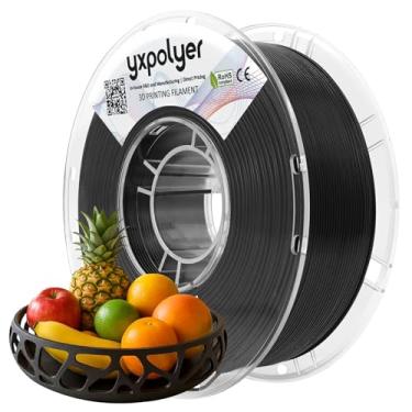 Imagem de YXPOLYER Filamento PLA de grau alimentício 1,75 mm 1kg para impressão 3D, filamento de impressora 3D preto com carretel de filamento transparente compatível com AMS