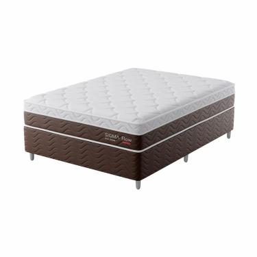 Imagem de Cama Box com Colchão Casal Sigma Flow (23x138x188) Marrom e Branco