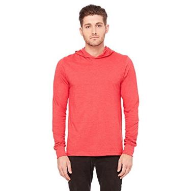 Imagem de Moletom com capuz de manga comprida de jérsei unissex Canvas 3512 Bella, Heather Red, Large