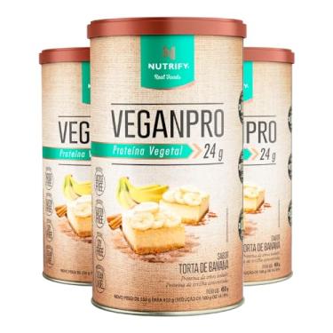 Imagem de Kit 3 Veganpro Proteína Vegetal Torta com Banana Nutrify 450g