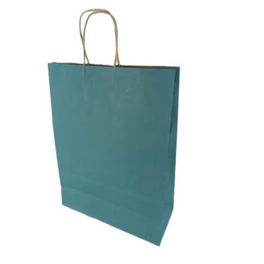 Imagem de Sacola LC Liso Papel Kraft Natural Alça Natural - Azul Céu 23,5x10x31,5 c/10un