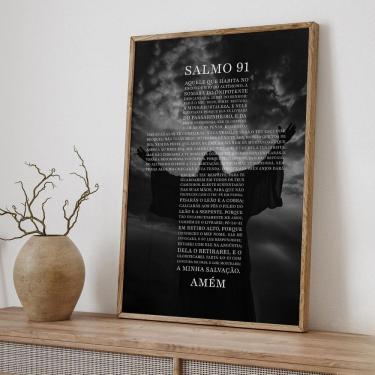 Imagem de Quadro Decorativo Religioso Bíblia Salmo 91 1 Tela 60x90 para Sala Quarto Hall