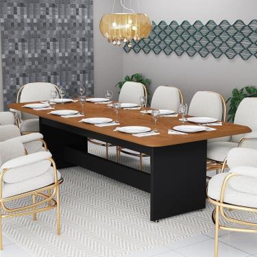 Imagem de Mesa Para Sala De Jantar 8 Lugares Retangular Tampo Amadeirado