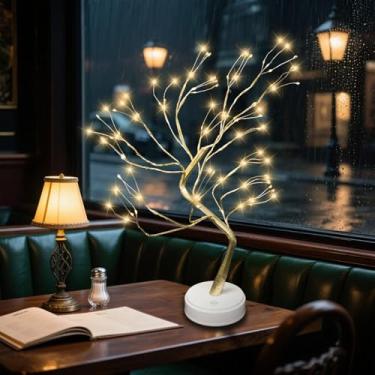 Imagem de Vicktree Bétula de LED, árvore artificial de 6 m com luzes brancas quentes, temporizador operado por bateria, decoração de mesa interna para Natal, Páscoa (árvore artificial)