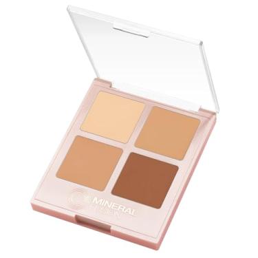 Imagem de Mineral Fusion Paleta de corretivo de maquiagem Quad, 4 tons quentes a profundos, 0,992 g, paleta de contorno de creme com vitamina E e C, corretivo misturável para olheiras, defeitos e manchas