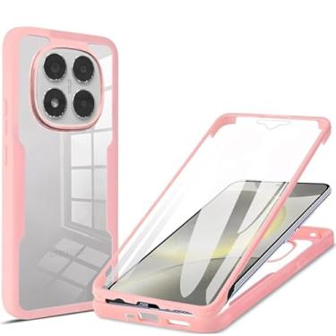 Imagem de Ephoou Capa transparente para Xiaomi Redmi Note 14 Pro 4G com protetor de tela, camada dupla, à prova de choque, à prova de poeira, tudo incluído, capa para Redmi Note 14 Pro 4G QB-Rosa
