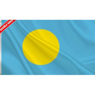 Imagem de HVATLTL Bandeira de barco Palau com 3 camadas dupla face, 30 x 45 cm, nylon 220D resistente, cores vivas, bandeiras náuticas palauan com 2 ilhós de latão para barco, quadriciclo, caminhão, motocicleta