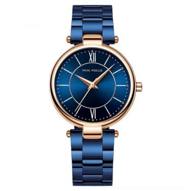 Imagem de Relógio Feminino Pulseira De Aço Inoxidável á Prova D´agua Quartzo Azul