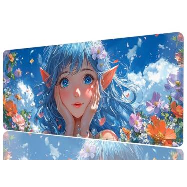 Imagem de Kawaii Elf Tapete de mesa anime japonês fantasia fofo GG mouse pad grande mousepad estendido laptop teclado mesa jogos tapete mouse pad escritório computador teclado laptop casa, 31,5 x 11,8 polegadas