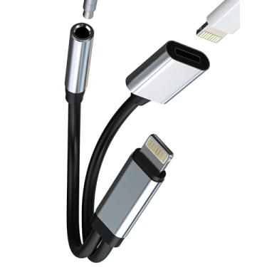 Imagem de Adaptador Lightning para conector de fone de ouvido de 3,5 mm (2 em 1) para iPhone 14 13 Pro para iPad áudio fones de ouvido carregador cabo conversor certificado MFI para acessórios de carro Apple