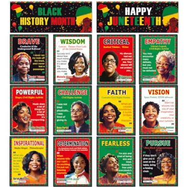 Imagem de Adduster 14 pôsteres de história negra - decoração de sala de aula do mês da história da mulher negra, decoração de quadro de avisos, pôsteres de parede 34 x 26 cm, perfeitos para sala de aula do