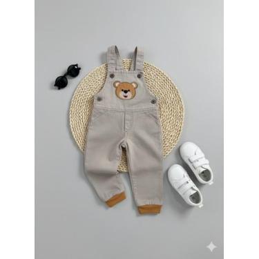 Imagem de Macacão Jardineira Infantil Masculino Sarja Bordado menino  macacão Sa