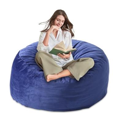 Imagem de Yagamo Cadeira Bean Bag para adultos/crianças - com enchimento de espuma de memória, sacos de feijão com capa de veludo lavável ultra macia, sofá de pelúcia para sala de estar, quarto e sala de jogos