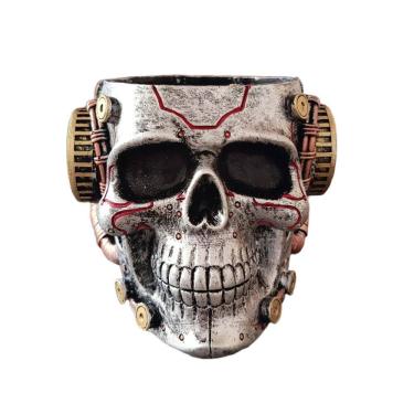 Imagem de Porta-canetas Cyberpunk Skull Design Resin 11,5x13x10cm 270g