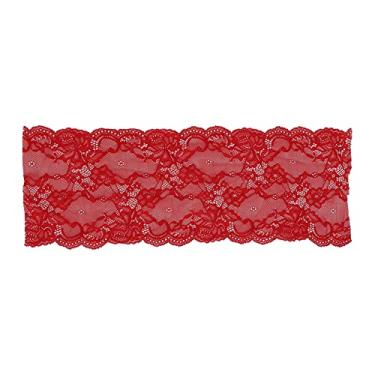 Imagem de Fita de renda larga de nylon macio, alta elasticidade, não irritante, acessórios de roupas para sapatos, chapéus, costura, artesanato diy, 10 jardas (Vermelha)
