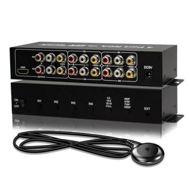 Imagem de Wiistar Conversor 4 RCA para HDMI com interruptor RCA 4AV em 1HDMI 2AV saída composta para HDMI com saída RCA 1080P/720P/576P/480P, 4:3/16: 9/16: 10/completo para DVD/WII/PS2/N64/SNES