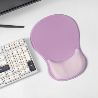 Imagem de Mouse pad ergonômico com suporte - mousepad de escritório com base antiderrapante para jogos/desktop/latop/alívio da dor (roxo claro)