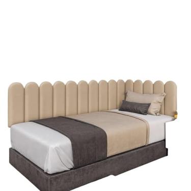 Imagem de Cabeceira Estofada Premium em Suede Formato L 45x20 cm | Modular para Cama Box Casal, Queen e King | MDF + Espuma(BEGE ESCURO,KING - 20 UNIDADES)